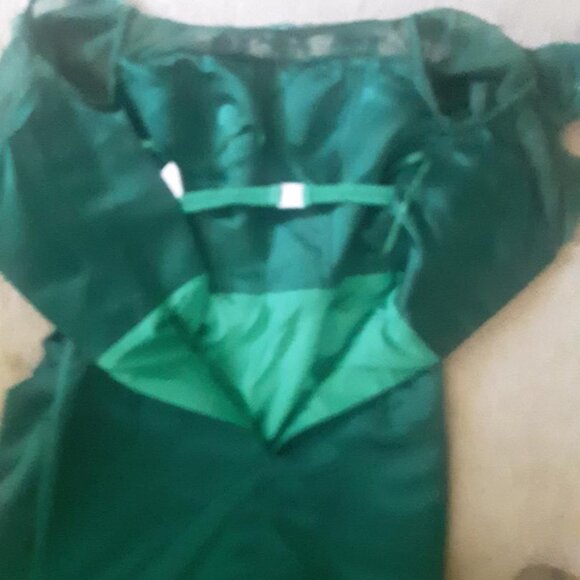 CUSTOM MADE SEQUIN/SATIN  EMERALD GREEN GOWN SIZE SMALL - Picture 4 of 5